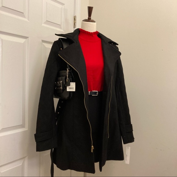 Kenneth Cole New York Wool Black Coat - Picture 10 of 11
